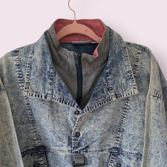 Vintage 80s Pullover Acid Wash Quarter Zip Jacket - Picture 2 of 13